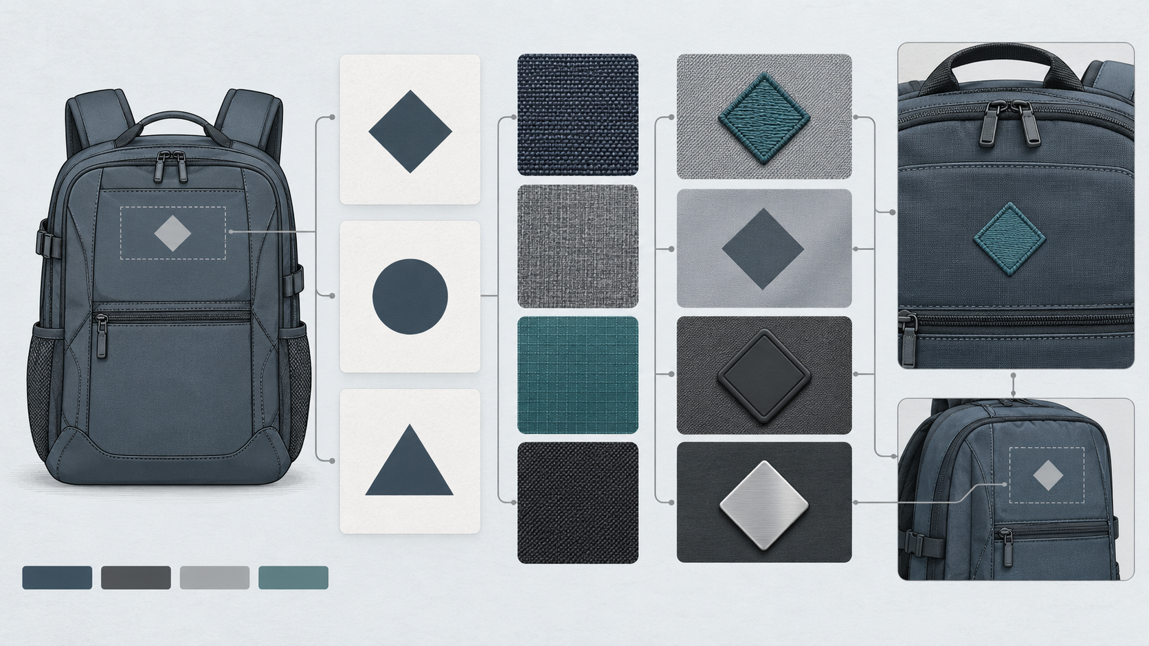 Logo placement around bag construction
